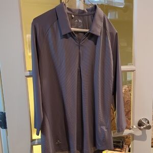 Adidas Women's Gray Long Sleeve Golf Polo Shirt